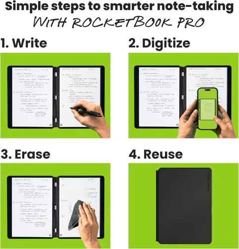 Vista 2 de Rocketbook Pro Smart - Cuaderno reutilizable, ejecutivo, 7 x 9, color negro