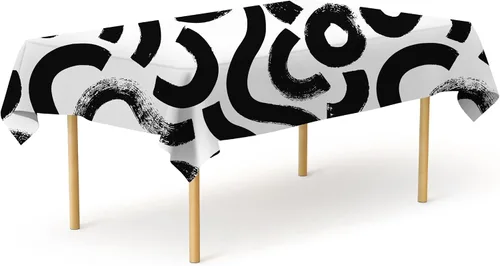 Vista 134 de Pomp - Mantel premium de poliéster con estampado abstracto de 52 x 52 pulgadas cuadradas Tela de fácil cuidado, resistente a arrugas y manchas
