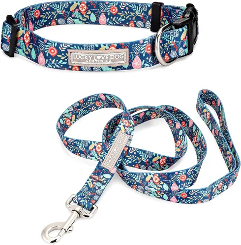 Vista 54 de Lucky Love Dog - Collar para perras pequeñas, diseño Blackbird de estampado alegre con flores de primavera y verano, talla XS Collar Blackbird