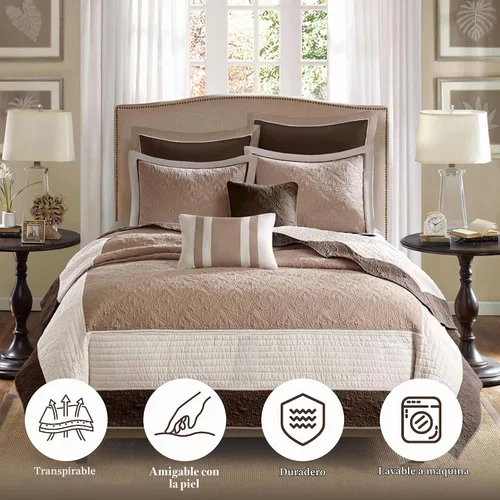 Vista 4 de Madison Park Attingham - Juego de edredón reversible, colcha transpirable para todas las estaciones, capas de ropa de cama ligeras y acogedoras