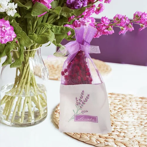 Vista 5 de 30 bolsas vacías de lavanda para cajones, armarios, bolsas pequeñas de gasa con estampado de flores, fragancia de 6 x 2.8 pulgadas para organización
