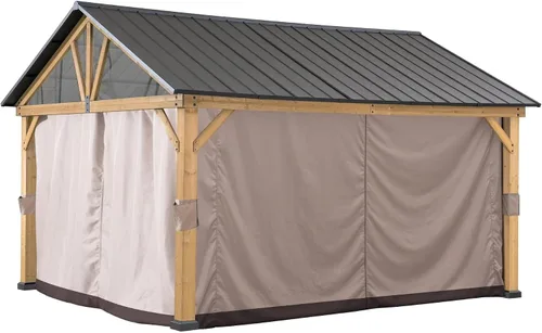 Vista 8 de SUNJOY Paneles de mosquitera de repuesto, resistentes al agua, 4 paneles para glorieta Sunjoy de 9 x 9 pies, protección de patio y patio