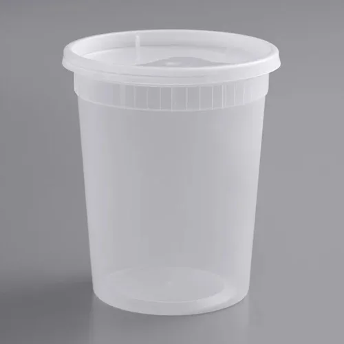 Vista 3 de Recipientes de 32 onzas con tapas (paquete de 240) a granel – Recipiente de plástico de cuarto de galón con tapa, desechable, 32 onzas, congelador
