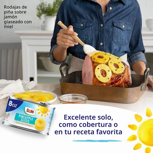 Vista 5 de Dole Canned Fruit, Pineapple Slices in 100% Pineapple Juice, Gluten Free, Pantry Staples, 8 Oz, Packaging May Vary