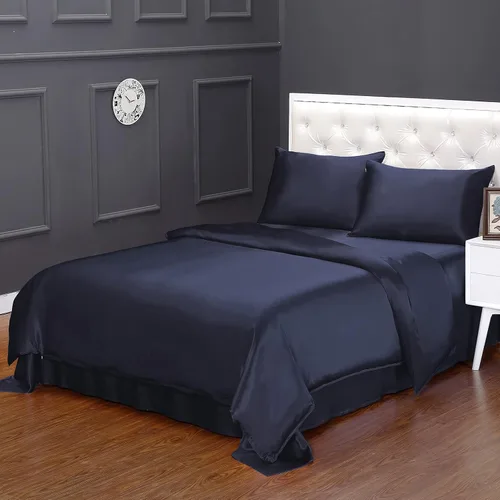 Vista 11 de LILYSILK Funda de edredón de seda negra para cama individual, fundas de edredón de seda de 19 momme