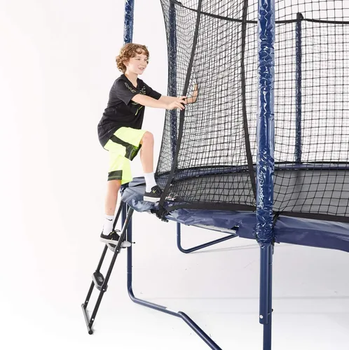 Vista 3 de JumpSport SureStep - Escalera de seguridad para cama elástica de 2 escalones con plataforma extraíble, fácil de colocar, con recubrimiento en polvo