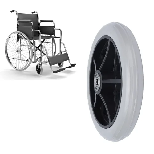 Vista 7 de Ruedas para silla de ruedas, fácil instalación, rueda sólida de 6 pulgadas, 5 agujeros para andadores