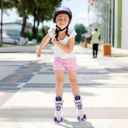 Vista 3 de Kids Roller Skates for Girls Boys Púrpura claro