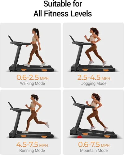 Vista 4 de Cintas de correr 16% para el hogar, caminadora inclinada plegable con mango