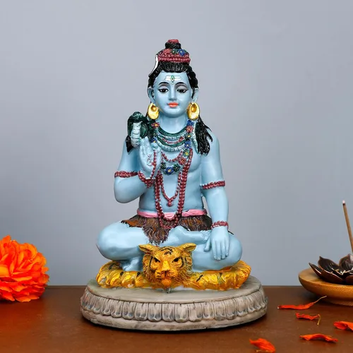 Vista 2 de BangBangDa Estatua hindú de Dios Señor Shiva – 5.7 pulgadas de alto Ídolo indio Murti Shiva para la oficina en casa, templo mandir, sala de oración