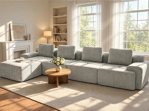 Vista 36 de Sofá de nube de gran tamaño en forma de U de 122 pulgadas, cómodos sofás modulares sin hueso para sala de estar, sofá modular con respaldo alto