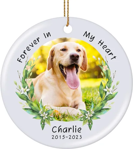 Vista 28 de Adornos de foto de perro personalizados, adornos personalizados con nombre y foto de cachorro de mascota para el árbol de Navidad, regalos