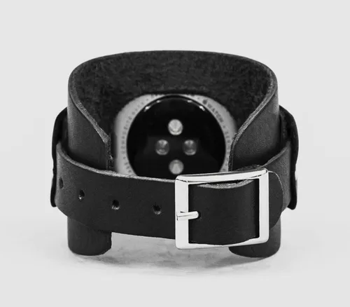 Vista 7 de Correa ancha de cuero compatible con Apple Watch de 1.496 in 1.575 in 1.614 in 1.654 in 1.732 in 1.772 in 1.811 in 1.929 in, hecho a mano UA 1540