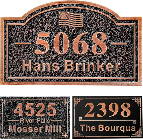 Vista 31 de Letrero de dirección fundido personalizado con número de casa, placa de dirección de casa de 12 pulgadas, letrero de número de Steet House