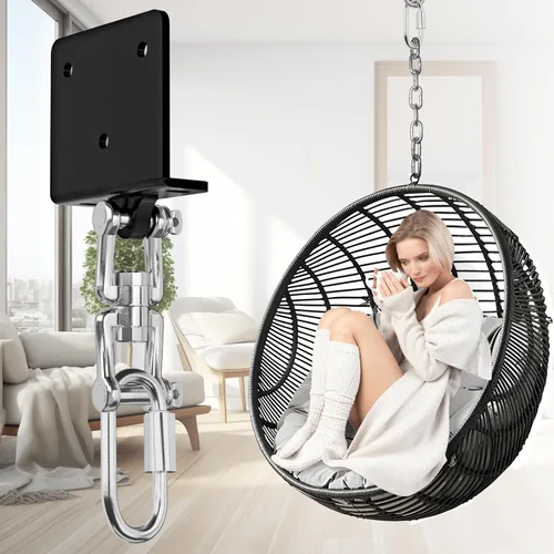 Vista 6 de VivaZen Colgador de bolsa pesada para bolsa pesada, montaje en haz de bolsa de boxeo con rotación de 360°, soporte de techo para saco de boxeo