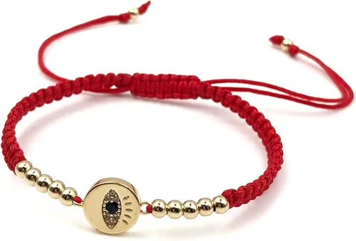Vista 5 de Pulsera de cuerda ajustable tejida a mano con dije de mal de ojo de la suerte para la protección