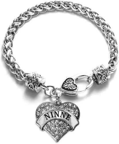 Vista 94 de Pulsera de plata con dije de corazón pavé con joyas de circonita cúbica