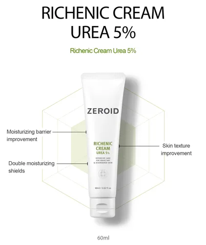 Vista 2 de ZEROID Crema Richenic con urea al 5% Cuidado intensivo de la piel para pieles secas y desordenadas Hidratante facial coreano Loción cutánea