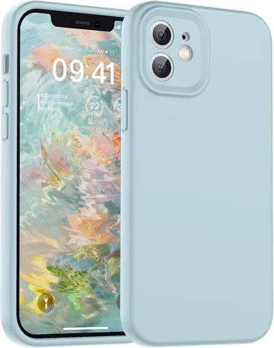 Vista 12 de SUPFINE - Funda diseñada para iPhone 12, silicona líquida premium con [forro de microfibra suave antiarañazos][protección de cámara mejorada], funda