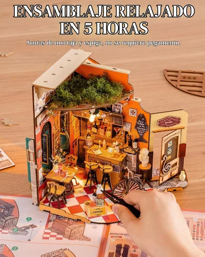 Vista 5 de Rolife - Kit de bricolaje de casa de muñecas en miniatura para adultos, kit de casa de muñecas de madera mini, kits de construcción de diorama