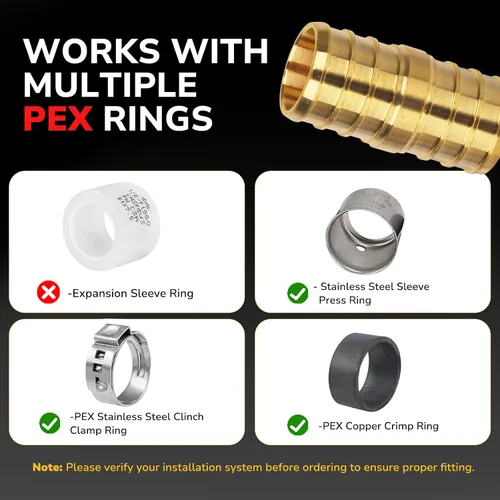 Vista 7 de Acoplamiento Pex de 1/2", Accesorios Pex, Accesorios de Engaste de Latón de Alta Resistencia para Tubos PEX con Construcción Resistente a Fugas