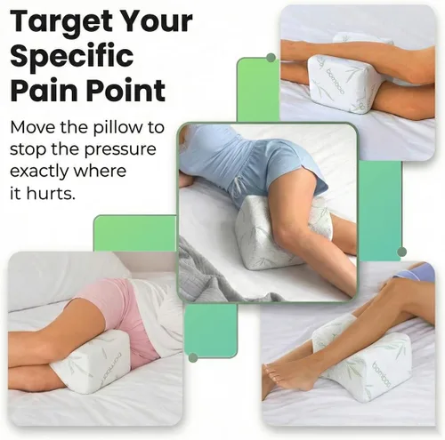 Vista 3 de Sacred Thread Almohada de rodilla de espuma viscoelástica para dormir de lado, almohada de piernas para dormir de lado con rayón derivado