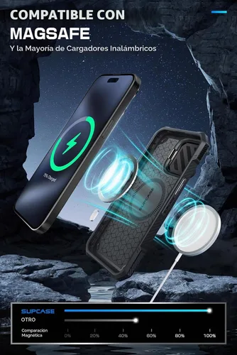 Vista 5 de SUPCASE Funda para iPhone 15 Pro (6.1 pulgadas) con soporte para cámara Compatible con MagSafe, protección contra caídas de grado militar Negro