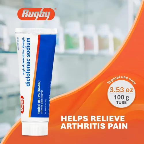 Vista 2 de Rugby Diclofenac Sodium Topical Gel 1%, AINE Anti-Inflamatorio Prescripción Strength Medicated Gel - Alivio diario del dolor de artritis para manos