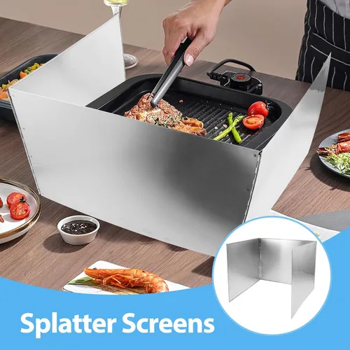 Vista 8 de Stainless Steel Grease Splatter Screen Oil Splash Guard Stove Foldable