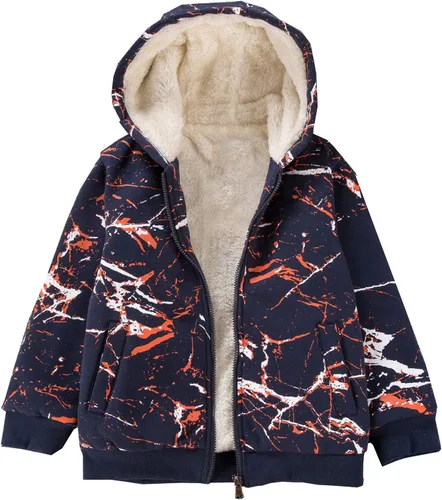 Vista 4 de Bumeex - Sudadera Sherpa con capucha, forro polar y cremallera para niño