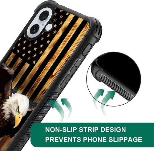 Vista 68 de Funda compatible con iPhone 8, a prueba de golpes, antiarañazos, bandera de ciervos de cola blanca de grano de madera estadounidense
