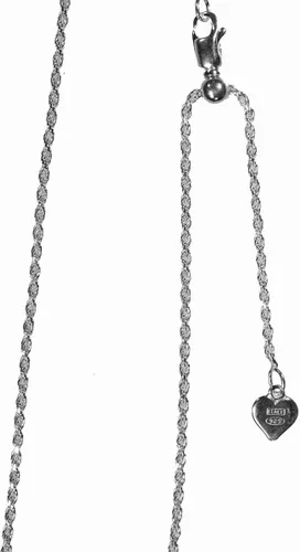 Vista 6 de Cadena de cuerda de plata de ley con corte de diamante fácil ajuste