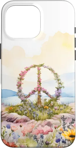 Vista 19 de Floral Peace Sign Watercolor Case for iPhone 17