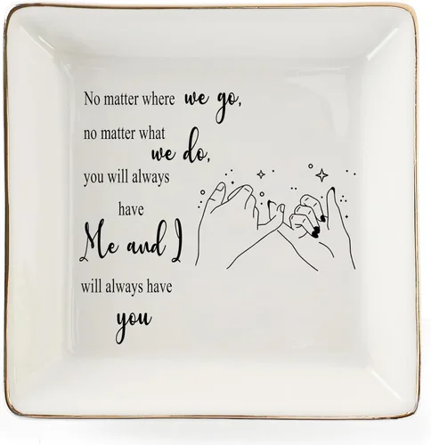 Vista 2 de HOME SMILE - Bandeja de cerámica para anillos para mamá, hermana, amigas