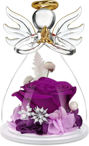 Vista 12 de Flores preservadas para entrega, regalos de cumpleaños para mujeres, mamá, abuela Christmas Rose Gifts for Women Mom Her,Glass Angel Figurines