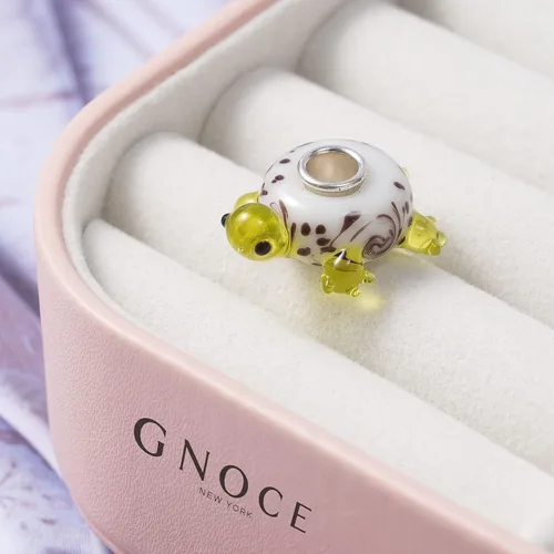 Vista 6 de GNOCE Abalorio de plata de ley 925 con forma de tortuga de cristal de Murano compatible con pulseracollar para mujeres y niñas esposa e hija Plata