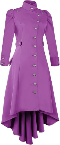 Vista 3 de Oiefeen Gabardina larga medieval gótica para mujer, disfraz de Halloween