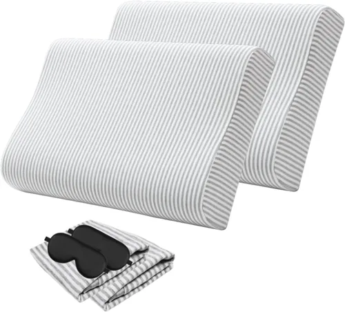 Vista 6 de Funda de almohada para almohada de cuello de espuma viscoelástica, funda de almohada de algodón suave con cremallera, protector de almohada