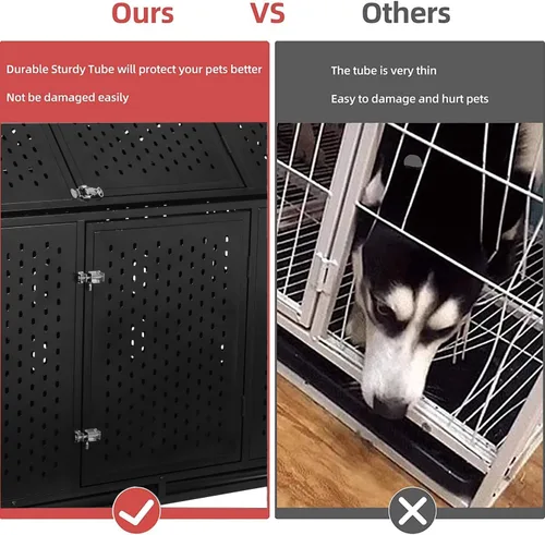 Vista 3 de Jaula indestructible para perros de 44 pulgadas, resistente y de alta ansiedad, a prueba de golpes, jaula de techo puntiaguda de metal para perros