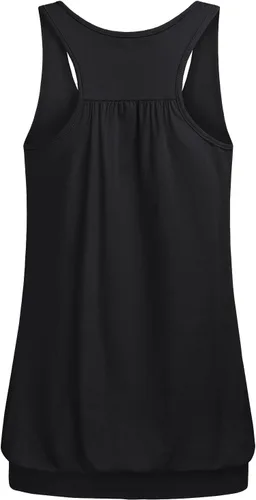 Vista 2 de Miusey - Camiseta sin mangas para mujer, cuello redondo, ajuste holgado, espalda cruzada, de yoga 1# Negro