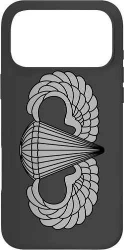 Vista 21 de Insignia básica de paracaidista para iPhone 14, alas de salto aerotransportadas, funda gris