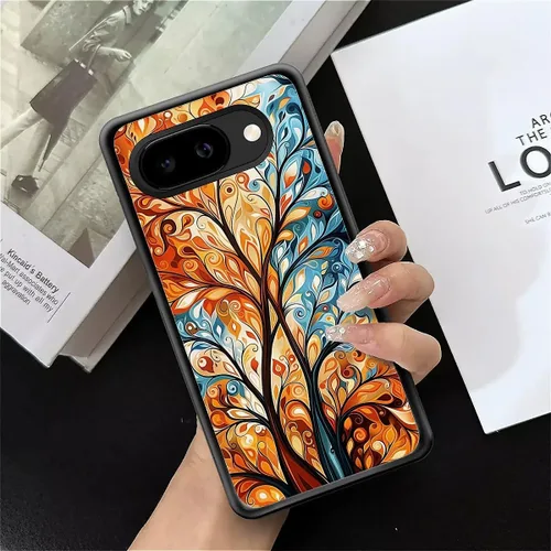 Vista 1296 de Compatible con Google Pixel 4A 5G Mobile Case Creative Acrylic Panel trasero Silicona Protección Grip especialmente diseñado para Google Pixel 4A 5G