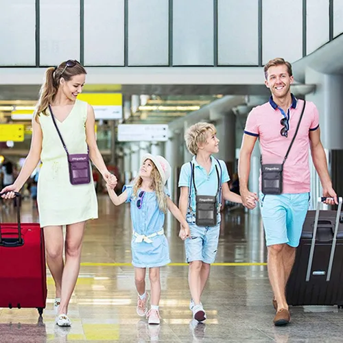 Vista 4 de Cartera con bloqueo RFID para pasaporte con bolsa de almacenamiento para el cuello para tarjeta de identificación de crédito de seguridad de viaje