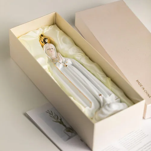 Vista 6 de Figura de Nuestra Señora de Fátima, Estatua de la Virgen María, Estatua Religiosa de Cerámica, Escultura Católica Decoración Cristiana Regalo