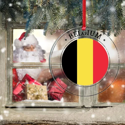 Vista 6 de Bandera de Bélgica, adornos de decoración para árbol de Navidad, bandera nacional, decoración para árbol de Navidad, colgante colgante, adornos