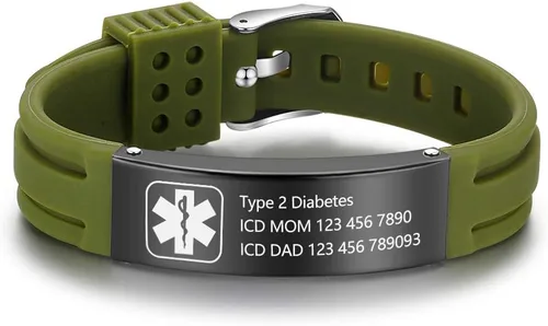 Vista 26 de OPALSTOCK Pulseras médicas personalizadas de silicona ajustable para identificación de emergencias, grabado gratuito, 9 pulgadas, resistente al
