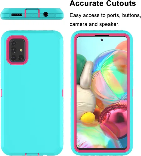 Vista 3 de Funda para Galaxy A51 4G (no compatible con la versión A51 5G), a prueba de golpes, resistente, resistente, de goma de plástico duro, 2 capas, funda