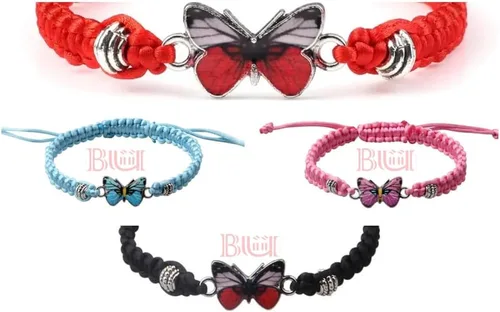 Vista 8 de Pulsera de mariposa para mujeres, adolescentes y niñas, delicada y bonita, pulsera trenzada de mariposa, ajustable, regalo para mejores amigas