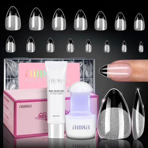 Vista 10 de AILLSA Kit de uñas de gel sólido pegamento para uñas para uñas postizas acrílicas, kit de extensión de uñas de gel con lámpara de uñas