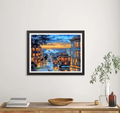 Vista 3 de Kaliosy Kit de pintura por números para adultos pueblos pequeños, pintura al óleo, paisajes sobre lienzo, pintura con pinceles, acrílico